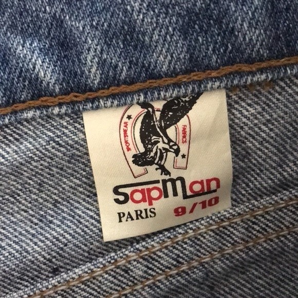Vintage Sap Man denim jeans with leather details around pockets area size 10 - Picture 15 of 15